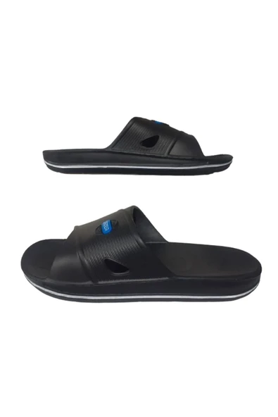 GEZER Erkek Siyah-Beyaz Çapraz Çizgili Ultra Hafif Günlük Terlik GZEERR007-021 ürün görseli 1