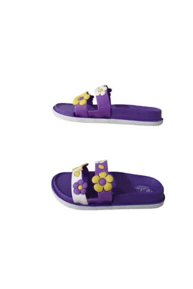 Calx Ca0185-020 Kız Çocuk Lila Çiçekli Günlük Yürüyüş Terlik - 5
