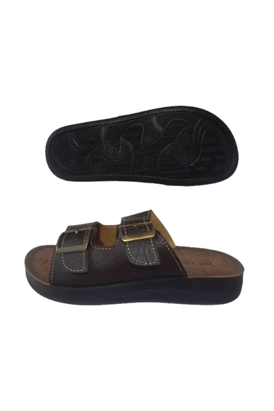 GEZER Erkek Kahve Çift Tokalı Ultra Hafif Günlük Şık Terlik gezrr8-0977 - 4