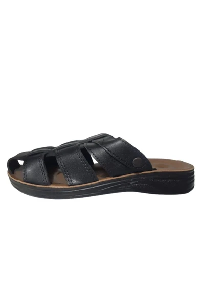 CANER Erkek Siyah Önü Kapalı Ortopedik Taban Günlük Terlik cnrr658-00 - Resim 3