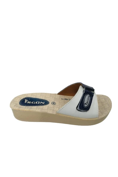 Ergün Kadın Lacivert Beyaz Günlük Terlik Er87-10 - Resim 6