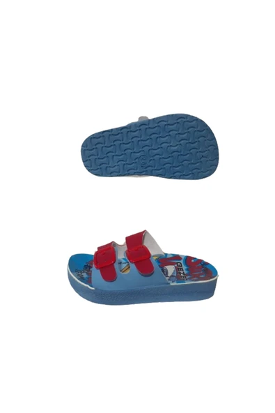 GEZER Unısex Çocuk Mavi-Kırmızı Çift Tokalı Ultra Hafif Günlük Terlik gzeer45-77 - Resim 5