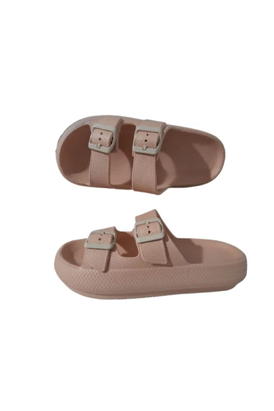 Sonimix Rahat Çift Tokalı Ortopedik Bej Kadın Günlük Deniz-plaj-havuz Sandalet