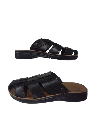 CANER Erkek Siyah Önü Kapalı Ortopedik Taban Günlük Terlik cnrr658-00 ürün görseli