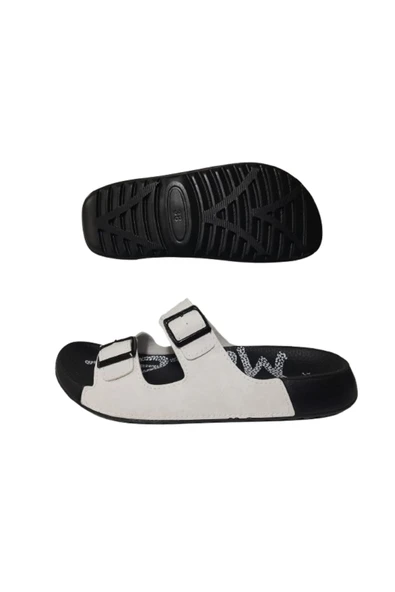 MULEX Düz Topuklu Çift Bantlı Tokalı Rahat ve Konforlu Kadın Terlik - Resim 3