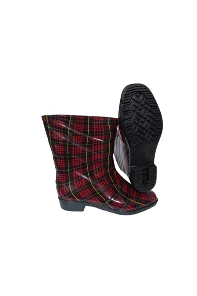 Gülsoy Kırmızı-Sarı Çizgili Kadın Poli Kaymaz Taban Yağmur Çizmesi - 3