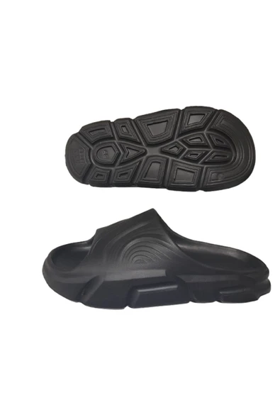 GEZER Erkek Siyah Dalgalı Önü Açık Banyo Bahçe Terliği - 5