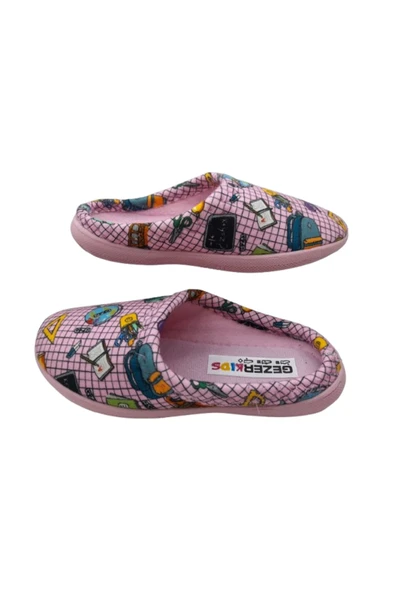 GEZER Kız Çocuk Pembe Ultra Hafif okul Araç-Gereçleri Desenli Ev İçi Terlik gztrt8521537