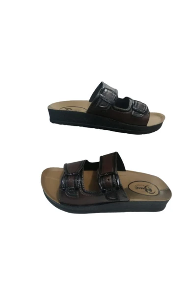 GEZER Ge072-10 Erkek Kahverengi Çift Tokalı Günlük Yürüyüş Terlik ürün görseli