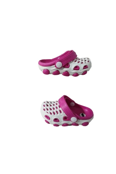 Akınal Bella Ak1987-010 Kız Bebek Fuşya Beyaz Çift Taban Günlük Yürüyüş Sandalet Terlik