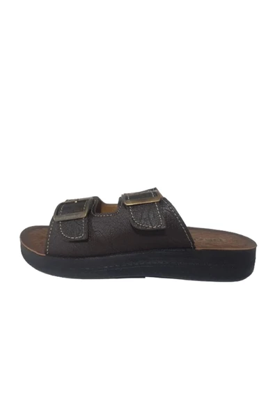 GEZER Erkek Kahve Çift Tokalı Ultra Hafif Günlük Şık Terlik gezrr8-0977 - 2