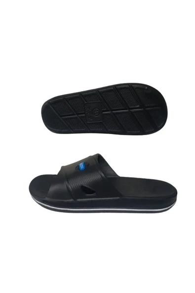 GEZER Erkek Siyah-Beyaz Çapraz Çizgili Ultra Hafif Günlük Terlik GZEERR007-021 - Resim 5