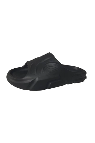 GEZER Erkek Siyah Dalgalı Önü Açık Banyo Bahçe Terliği - 2