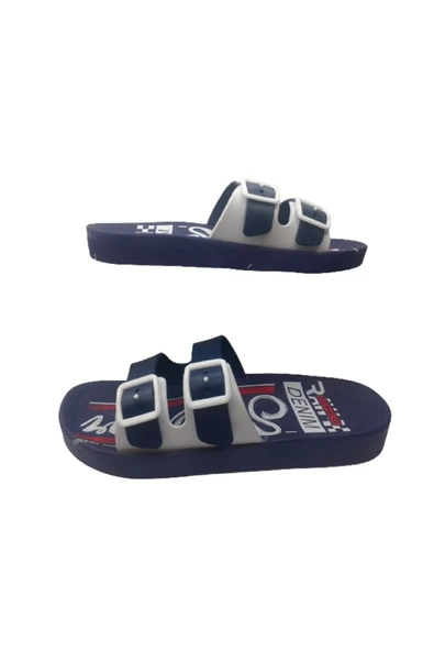 GEZER Unısex Lacivert-Kırmızı Çift Tokalı Kaymaz Taban Günlük Yürüyüş Terlik ürün görseli