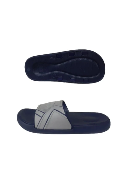 ALAABO Erkek Lacivert-Gri Yazılı Ultra Hafif Plaj Havuz Bahçe Terlik Alaboo320-799 - Resim 2