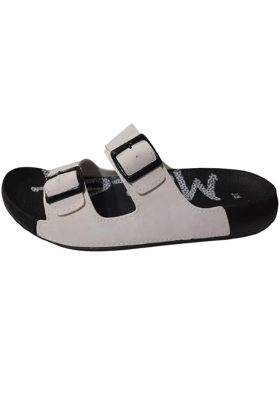 MULEX Düz Topuklu Çift Bantlı Tokalı Rahat ve Konforlu Kadın Terlik - Resim 2