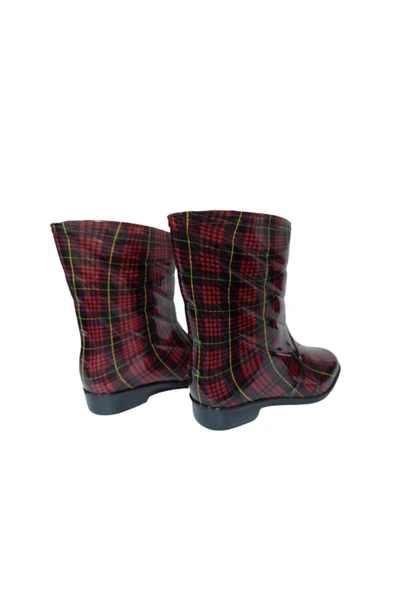 Gülsoy Kırmızı-Sarı Çizgili Kadın Poli Kaymaz Taban Yağmur Çizmesi - 5