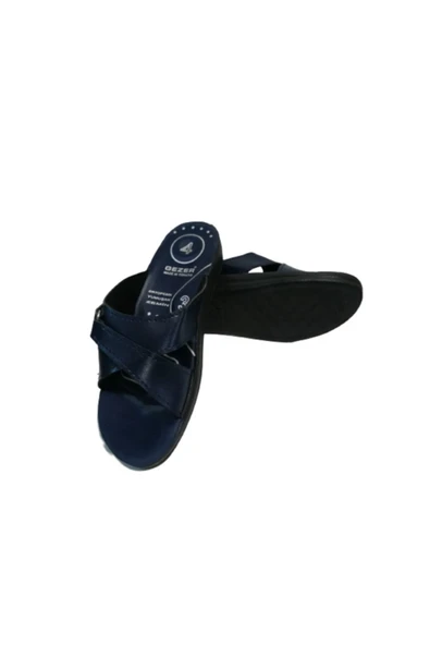 GEZER Ge082-10 Kadın Lacivert Ortapedik Çapraz Bantlı Yürüyüş Terlik - Resim 5