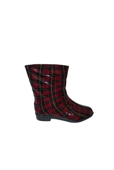 Gülsoy Kırmızı-Sarı Çizgili Kadın Poli Kaymaz Taban Yağmur Çizmesi