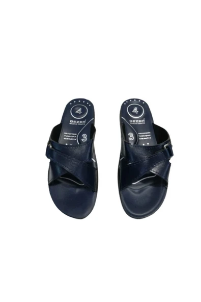 GEZER Ge082-10 Kadın Lacivert Ortapedik Çapraz Bantlı Yürüyüş Terlik - Resim 6