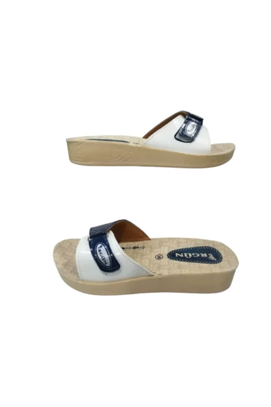 Ergün Kadın Lacivert Beyaz Günlük Terlik Er87-10 ürün görseli 1