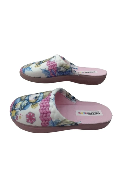 GEZER Kız Çocuk Beyaz-Pembe Çocuk Figürlü Ev İçi Terlik - 4