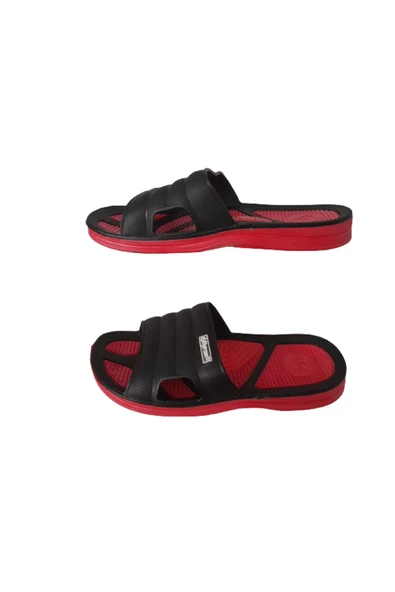 Byron Unisex Siyah-Kırmızı Kaymaz Taban Terlik - Resim 2