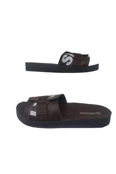 GEZER Erkek Kahverengi Cırtlı Ultra Hafif Günlük Şık Terlik GEEZR71-06