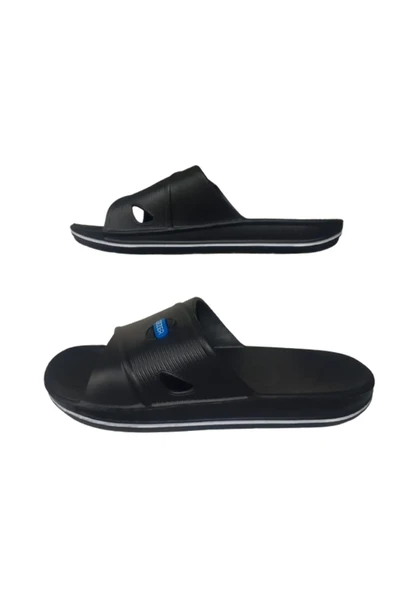 GEZER Erkek Siyah-Beyaz Çapraz Çizgili Ultra Hafif Günlük Terlik GZEERR007-021 - Resim 4