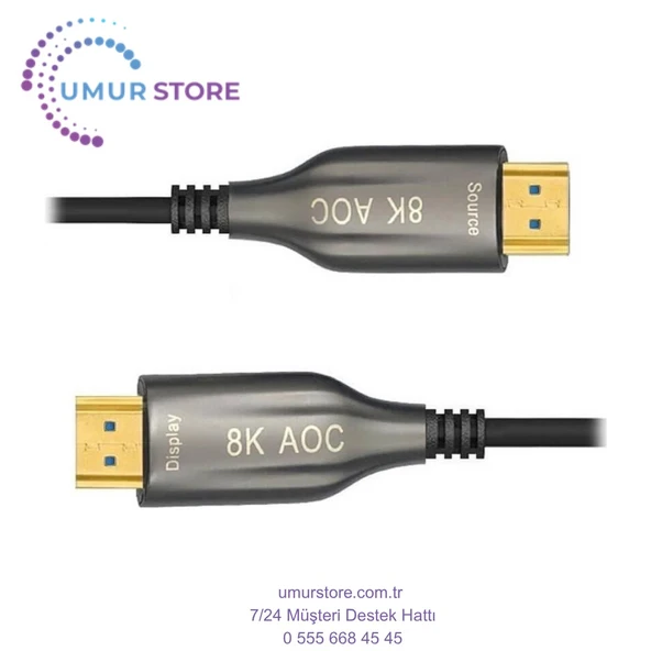 15 Metre - Aoc Fiber HDMI 2.1 Kablo - 48GBPS, 8K@60Hz, 4K@120Hz, 4K@60Hz, Earc, D-Hdr, Dolby Vision - 5