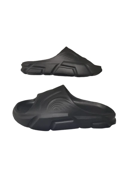 GEZER Erkek Siyah Dalgalı Önü Açık Banyo Bahçe Terliği