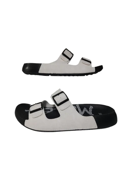 MULEX Düz Topuklu Çift Bantlı Tokalı Rahat ve Konforlu Kadın Terlik ürün görseli