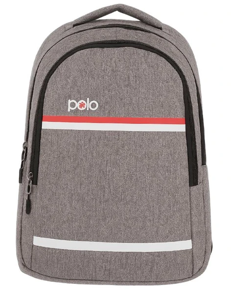 Temel My Polo Sırt Çantası Kırmızı Beyaz Çizgili Gri 8860 ürün görseli