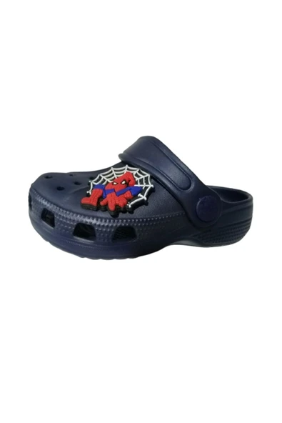 Akım Bebek Çocuk Lacivert Renkli Örümcek Adam -Ağı Figürlü Kaydırmaz Ortopedik Sandalet Terlik - 2