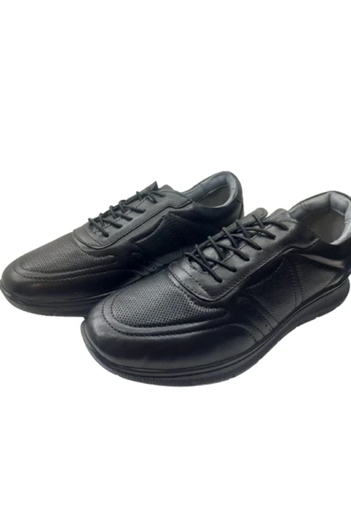 N S R Erkek Siyah Lastikli Deri Ortopedik Taban Günlük Şık Ayakkabı NSR421-98 - 5