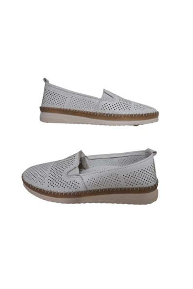 Mr.white MR. WHİTE % 100 Hakiki Deri ve El yapımı,Beyaz Renk Günlük Babet model ürün görseli