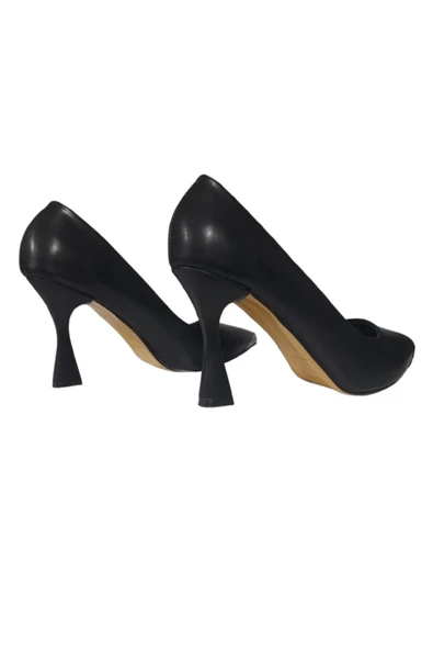 lapia LA Pia Stiletto Siyah Kadın Topuklu Ayakkabı Konforlu Vegan Deri Günlük Ve Özel Gün - Resim 4