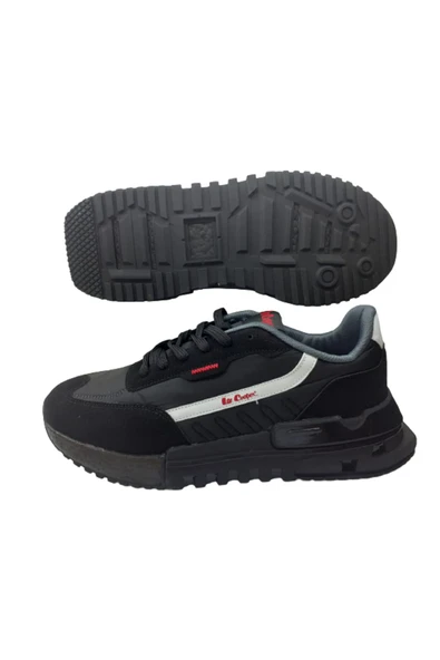 Lee Cooper Erkek Siyah-Kırmızı Su Geçirmez Ortopedik Taban Günlük Spor Ayakkabısı - Resim 5