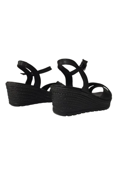 Şanzelize Şanzelize Şnz02-020 Kadın Siyah Dolgu Topuk Günlük Şık Sandalet - 2