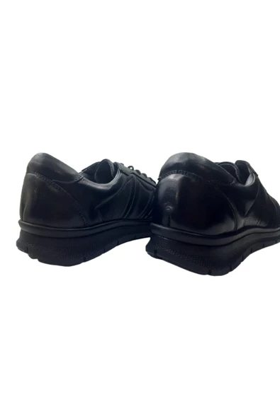 N S R Erkek Siyah Lastikli Deri Ortopedik Taban Günlük Şık Ayakkabı NSR421-98 - 6