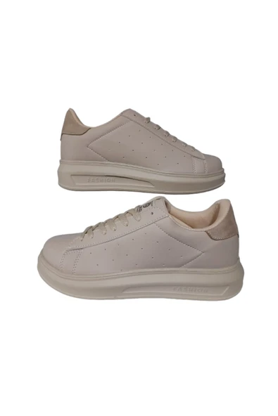 DarkStep Bej Bağcıklı Unisex Günlük Şık Spor Ayakkabı