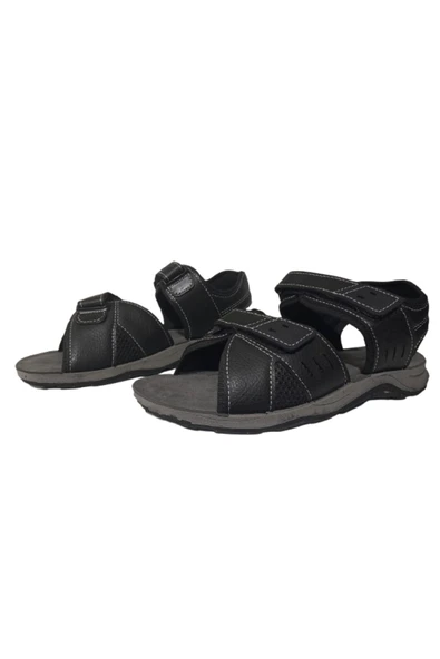 GEZER 00094 Siyah Cırtlı Erkek Sandalet - 3