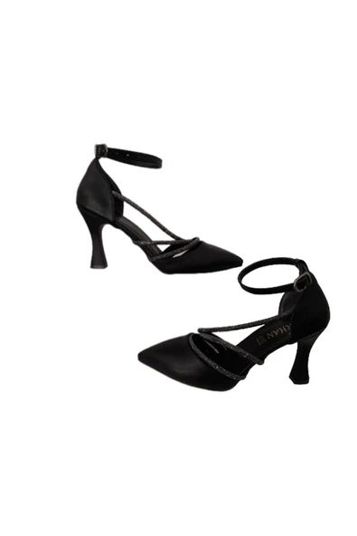 TARHAN kadın siyah-taşlı şık kadeh topuklu abiye ayakkabı ürün görseli