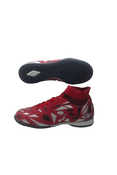 Dugana Erkek Kırmızı-Siyah Çoraplı Halı Saha Futbol Ayakkabısı - Resim 4