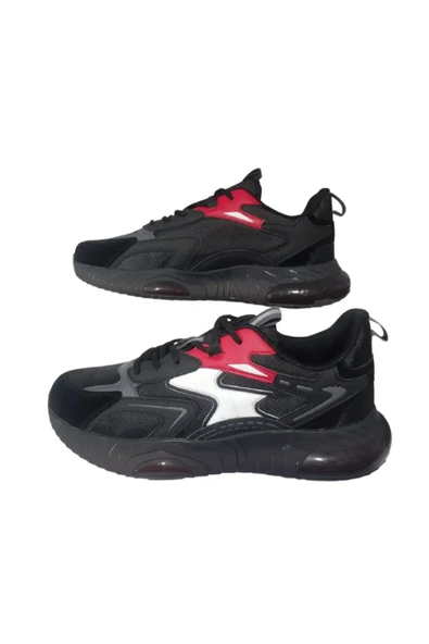 BOULDER Erkek Siyah-Kırmızı Ortopedik Air Taban Günlük Yürüyüş Ayakkabısı BLDR029-111 - Resim 2