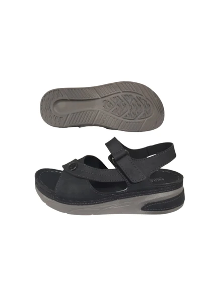 MULEX Siyah Cırtlı Anatomik Comfort Sandalet - 3