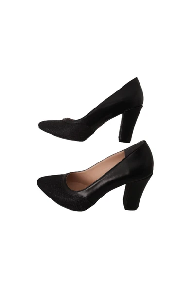 MARCO CAVALLİ Kadın Siyah Parlak Taşlı Şık Kalın Topuklu Ayakkabı - Resim 2