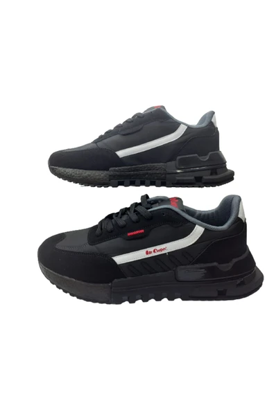Lee Cooper Erkek Siyah-Kırmızı Su Geçirmez Ortopedik Taban Günlük Spor Ayakkabısı - Resim 6