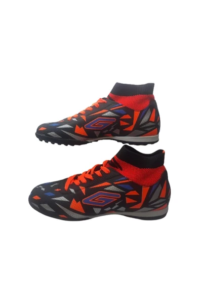 Dugana Erkek Siyah Turuncu Çoraplı Halı Saha Futbol Ayakkabısı - Resim 6