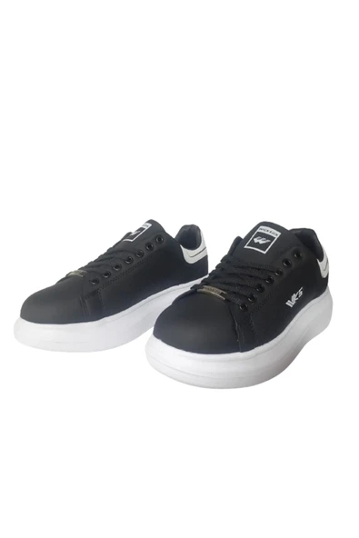 Wickers Unısex Siyah-Beyaz Ortopedik Düz Taban Sneaker Spor Ayakkabı wckrs-99 - 4